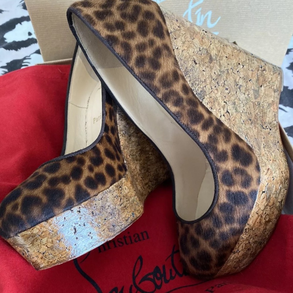 CHRISTIAN LOUBOUTIN Leopard Wedges